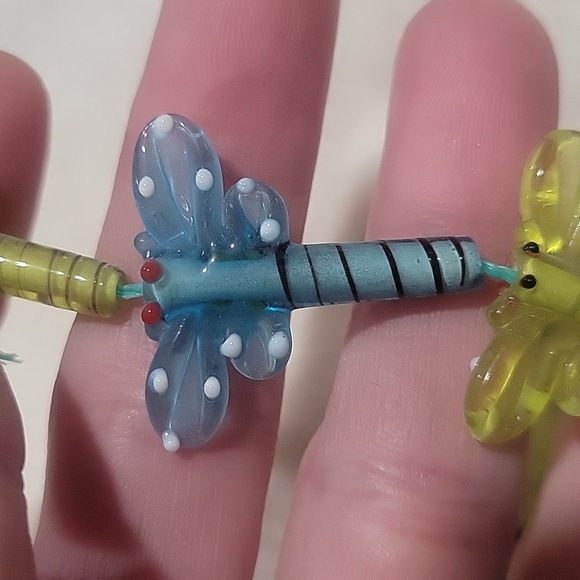 Set of 8 handmade Lampworked glass beads dragonfly - Picture 2 of 4